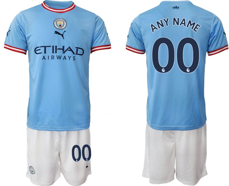Men 2022-2023 Club Manchester City home blue customized Soccer Jersey